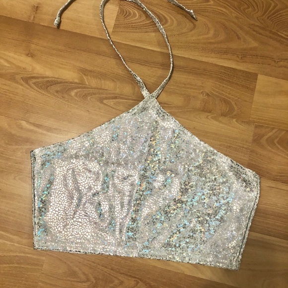 Holographic Halter Crop Top - Picture 2 of 4